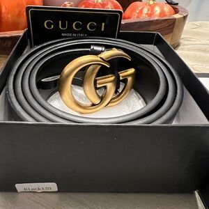 Gucci Black Belt with Gold Accents